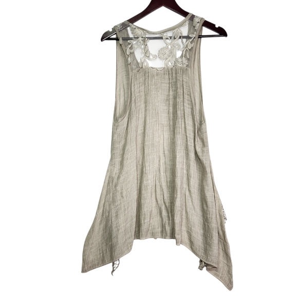 Lace Embroidered Tunic Tank Top Women's Large Taupe Whimsigoth Fairy Festival - Picture 3 of 14